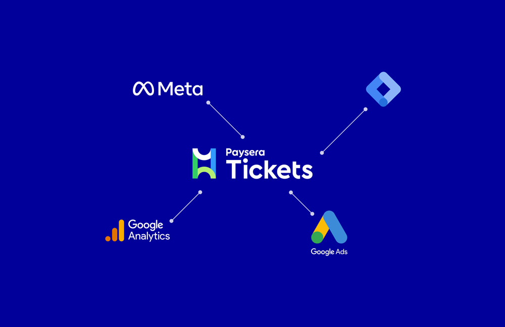 Event organisers can integrate Google Analytics, Google Ads, Meta Pixel, and Google Tag Manager to Paysera Tickets.