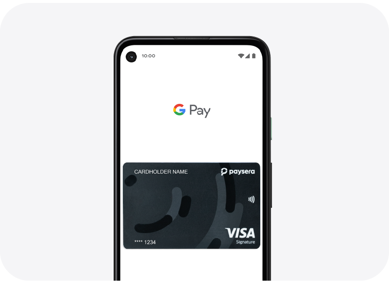 Iphone Wallet with Paysera Visa signature card on it